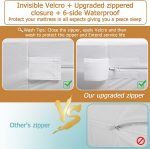 Bedecor Zippered Mattress Protector Cover Fully Encased Liquid Proof Urine Pee Protection Breathable Smooth Incontinence Pet Baby Potty Training Fits up to 9"-Queen - Image 3